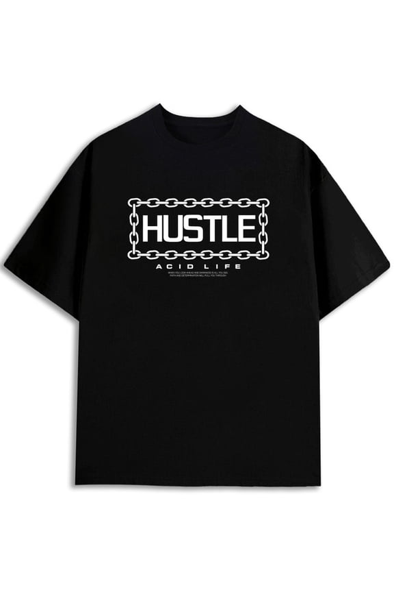 Chain Link Hustle T-Shirt men t-shirts black 2026 casual New spring and autumn trendy printed T-shirts Fashion Unisex Shirt Short Sleeve tshirts