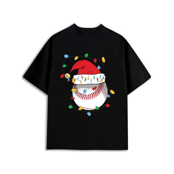 Greenink Christmas Baseball Santa Tee Men funny t shirts black funny gifts Casual sportswear Daily and weekend wear Funny Unisex Shirt Graphic Tee tshirts