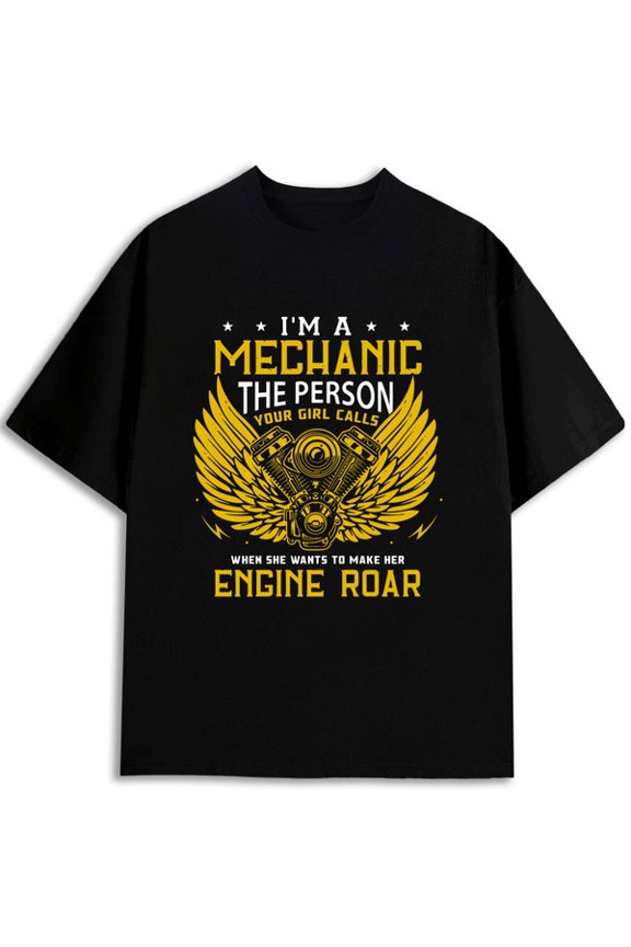 Mechanic's Girl's Roar T-Shirt Men graphic t shirts black casual gifts Daily and weekend wear Original Unisex Shirt Graphic tshirts