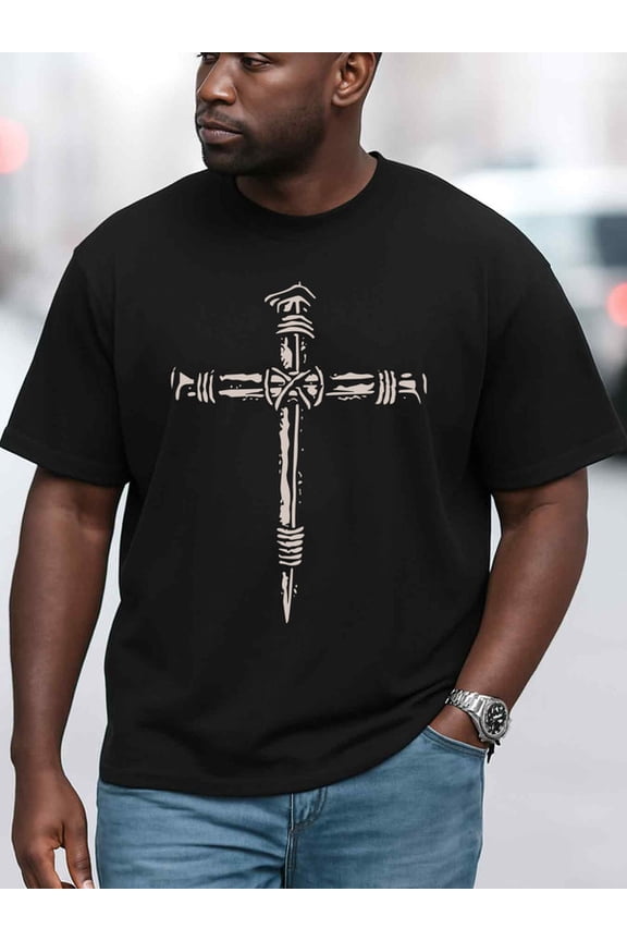 Cross Dagger Graphic Tee Mens t shirt black elegant top Everyday wear, suitable for the office, dates,and going out Funny Unisex Shirt Printed tshirts