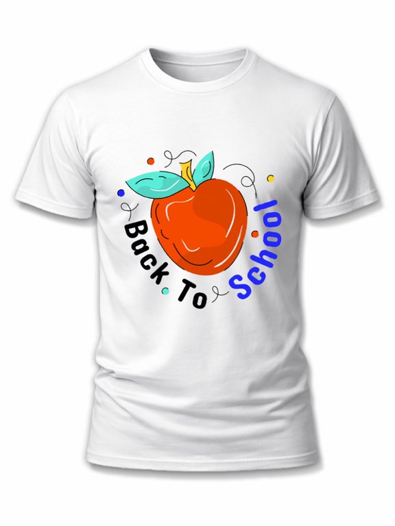 Cute Apple Graphic Back To School Crew Neck T-Shirt, Unisex Lightweight Comfy Tee Teacher Appreciation Back To School Matching Top