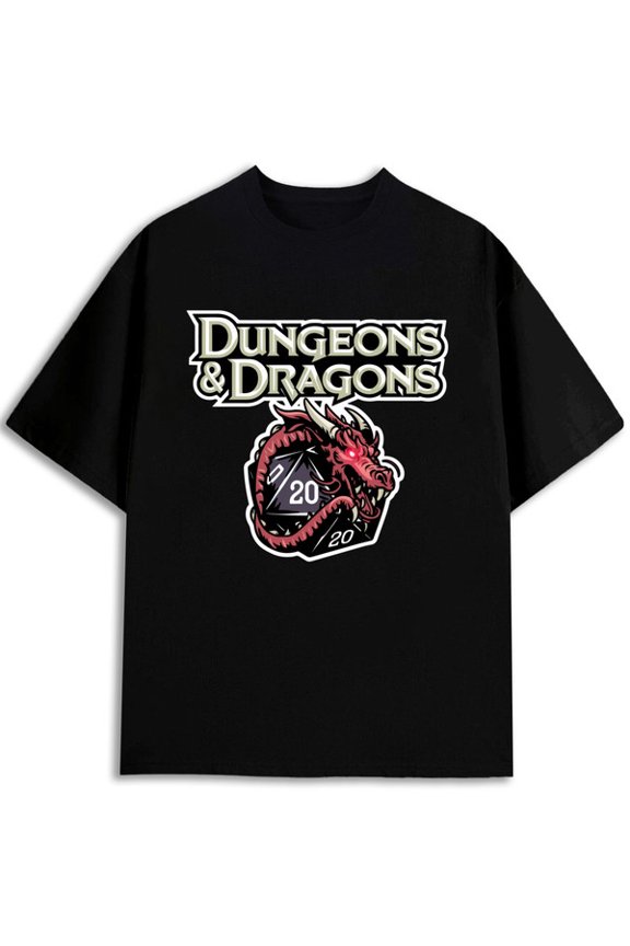 D&D Dragon Dice Tee men comfort colors tshirt black funny 2026 New spring and autumn trendy printed T-shirts Vintage Unisex Shirt Graphic tshirts