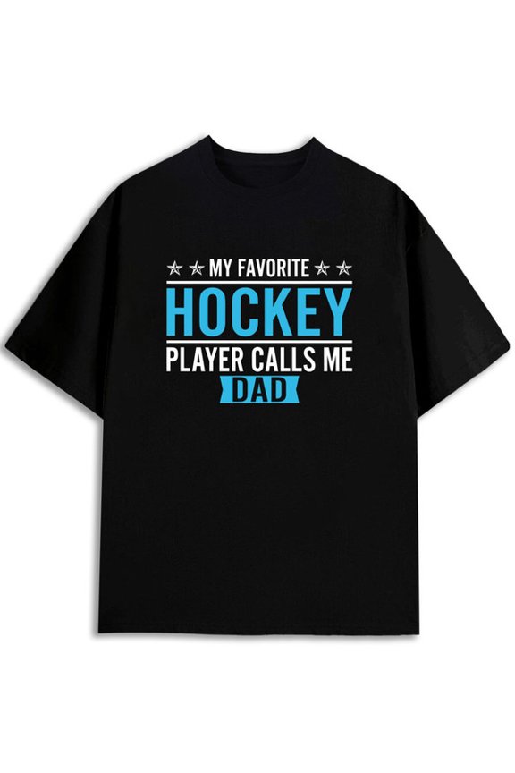 Dad's Favorite Hockey Tee for men funny t shirts black elegant gifts Stylish summer outerwear Classic Unisex Shirt Crewneck tshirts