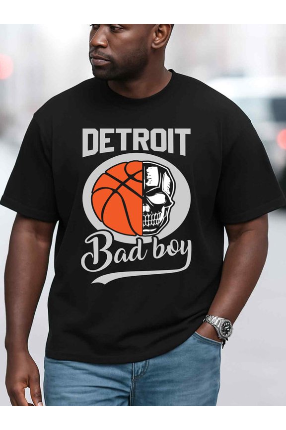 Detroit Bad Boy Basketball Tee men's funny t shirts black elegantly graphic Wearable year-round Trendy Unisex Shirt Crewneck tshirts