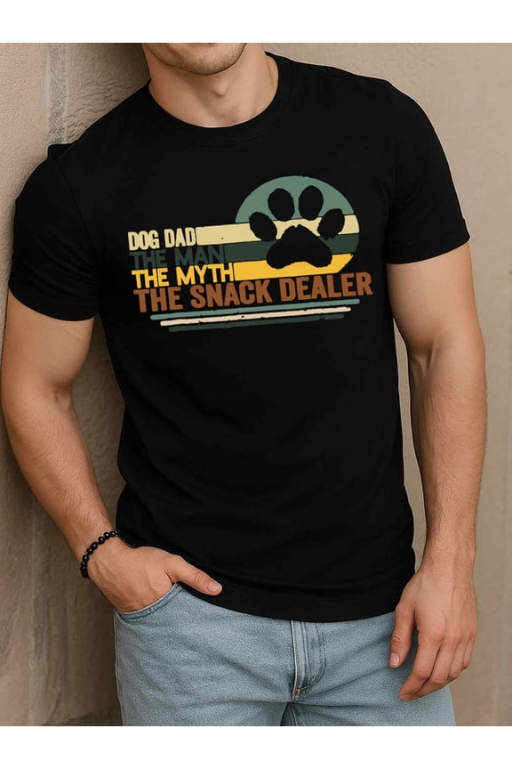 Dog Dad Snack Dealer Tee Men's t-shirt black graphic gifts Wearable year-round Comfortable loose T-shirt Funny Unisex Shirt Printed tshirts