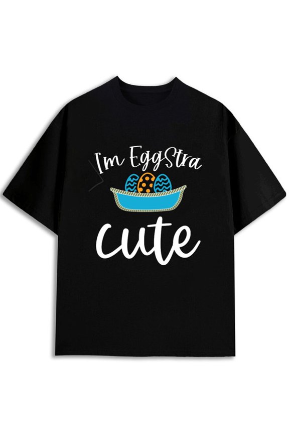 Eggstra Cute Easter Tee Crew neck T-shirts men's graphic short 2026 black fun and playful, cool T-shirt, funny T-shirt New spring and fall printed T-shirts, fashionable and trendy