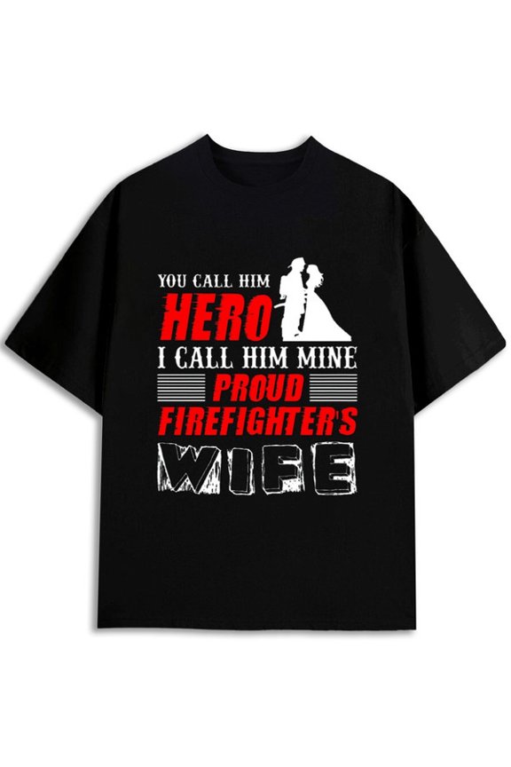 Firefighter's Wife Pride Tee t shirts men's elegantly gifts funny black for summer Casual Daily Wear Spring and summer outdoor loungewear Spring and summer clothing Comfortable
