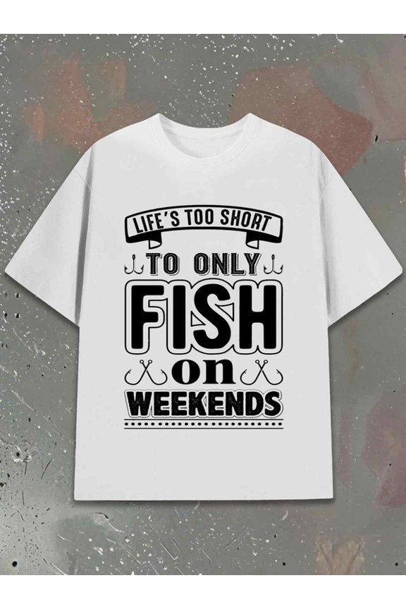 Fish Anytime T-Shirt Men round neck T-shirt white casual gifts Everyday and weekend wear Soft and comfortable Trendy Unisex Shirt Short Sleeve tshirts