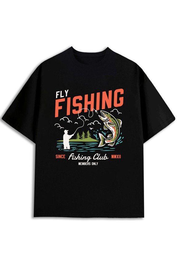 Fly Fishing Club Tee for men comfort colors tshirt black casual elegantly Daytime and weekend wear Unique Design Unisex Shirt Graphic tshirts
