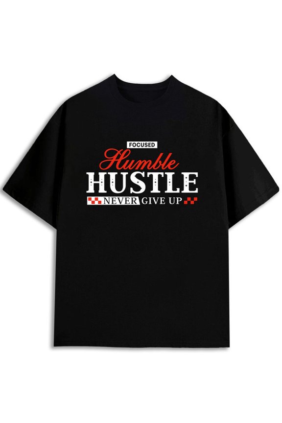 Focused Humble Hustle Tee men's graphic t shirts black summer gifts Daily and weekend wear Unique Design Unisex Shirt Printed tshirts