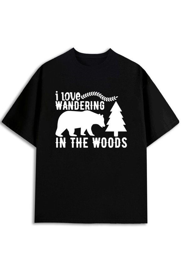 Forest Wanderer T-Shirt for men round neck T-shirt black casual elegant Wearable year-round Daily and weekend wear Vintage Unisex Shirt Cotton tshirts