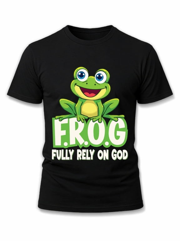 Fully Rely on God Frog T-Shirt men Crew neck T-shirts black gifts graphic tees Spring and summer clothing Classic Unisex Shirt Graphic tshirts