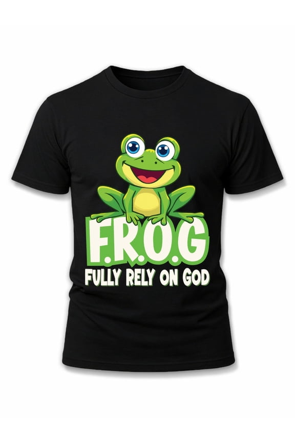 Fully Rely on God Frog T-Shirt men Crew neck T-shirts black gifts graphic tees Spring and summer clothing Classic Unisex Shirt Graphic tshirts