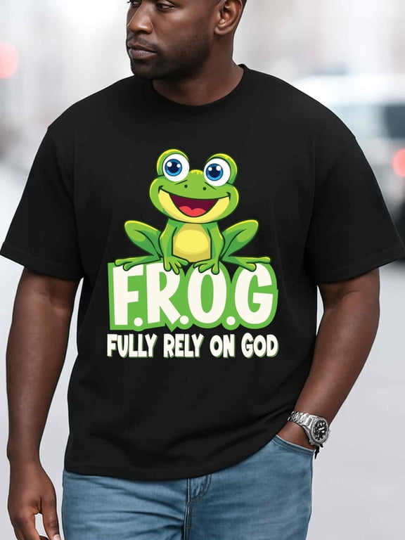 Fully Rely on God Frog T-Shirt men t-shirts black elegantly gifts Comfortable activewear, perfect for gifts Fashion Unisex Shirt Short Sleeve tshirts