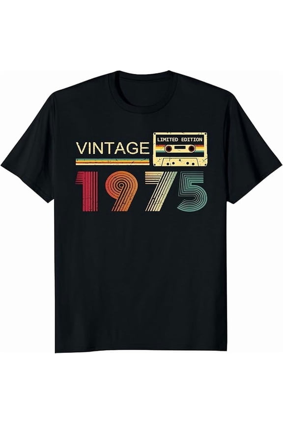 Funny Vintage 1975 50 Years Old T Shirts for 50th Birthday Gifts for Men Women Tshirt Crew Neck Short Sleeve Tees