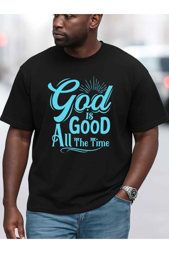 God's Goodness Always men round neck T-shirt black casual graphic New spring and autumn trendy printed T-shirts Vintage Unisex Shirt Printed tshirts