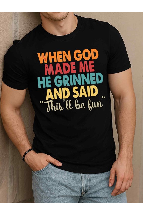 God's Grin Fun T-Shirt men round neck T-shirt black gifts limited edition Perfect for exercise Unique Design Unisex Shirt Crewneck tshirts