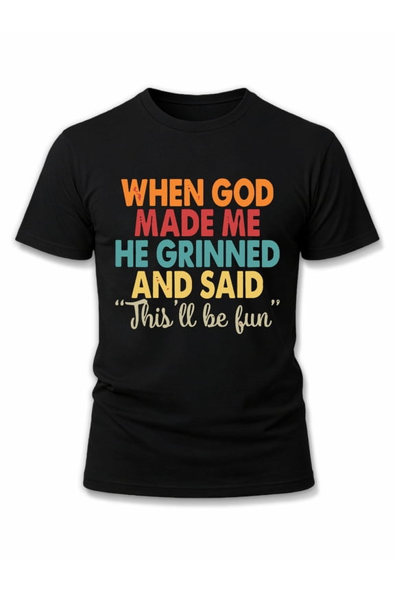 God's Grin Fun T-Shirt men's funny t shirts black short graphic Fashionable, printed, machine washable Fashion Unisex Shirt Graphic tshirts