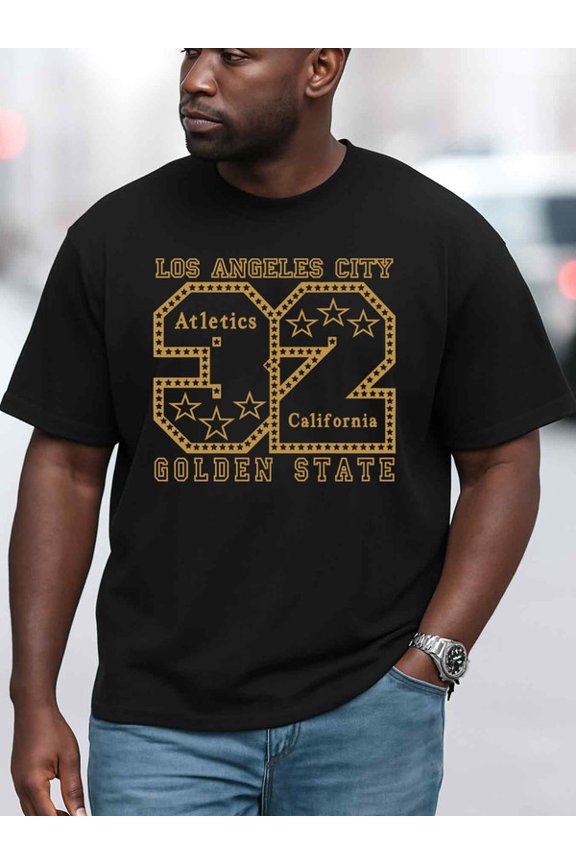 Golden State LA City Athletics Tee Men round neck T-shirt black limited edition top Hip-hop street style Basic Unisex Shirt Cotton tshirts