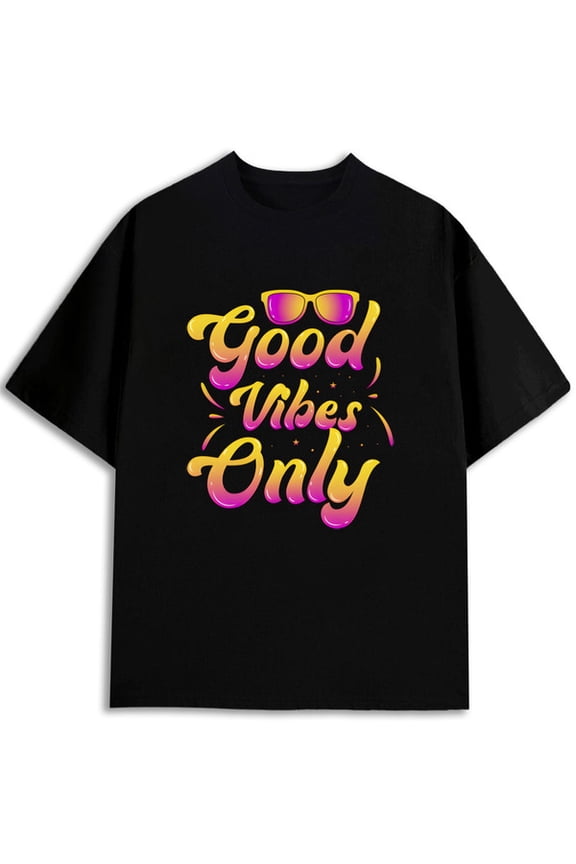 Good Vibes Only Sunglasses Tee men Crew neck T-shirts black short gifts Unique designs, summer prints Vintage Unisex Shirt Printed tshirts