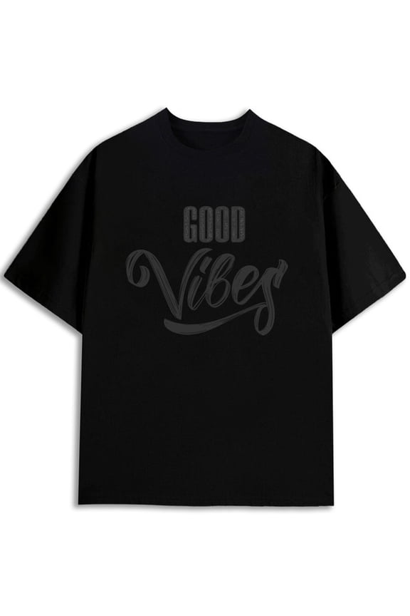 Good Vibes Oversized Tee Men's t-shirt black funny summer summer and spring season Spring and summer outdoor wear Casual Unisex Shirt Graphic tshirts