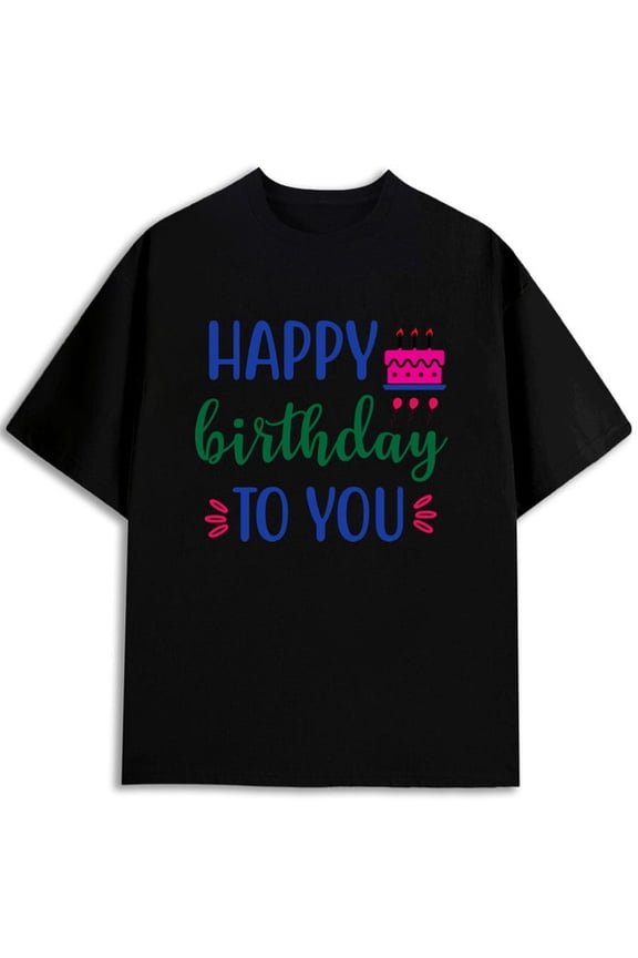 Happy Birthday Cake T-Shirt Men's comfort colors tshirt black graphic tees short Spring and summer clothing Fashion Unisex Shirt Graphic Tee tshirts
