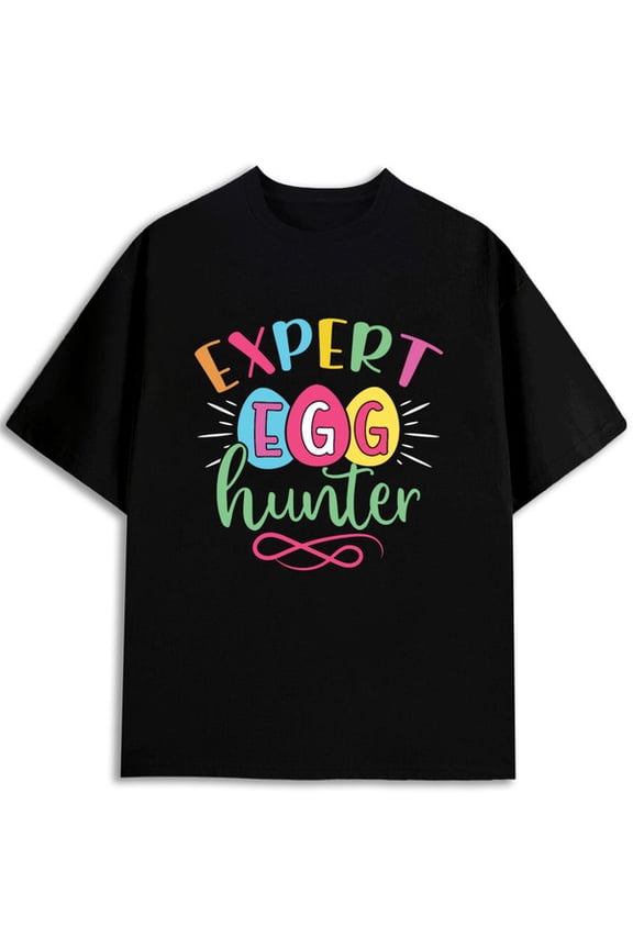 Happy Easter 2022 Bunny T-Shirt Crew neck T-shirts Men's limited edition summer funny black spring and summer clothing Refreshing and lightweight, perfect for summer sports and
