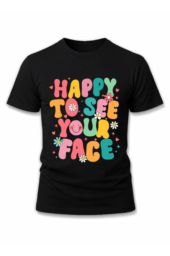 Happy Face T-Shirt for men t-shirt black gifts graphic Everyday and weekend wear Stylish summer outerwear Classic Unisex Shirt Graphic Tee tshirts