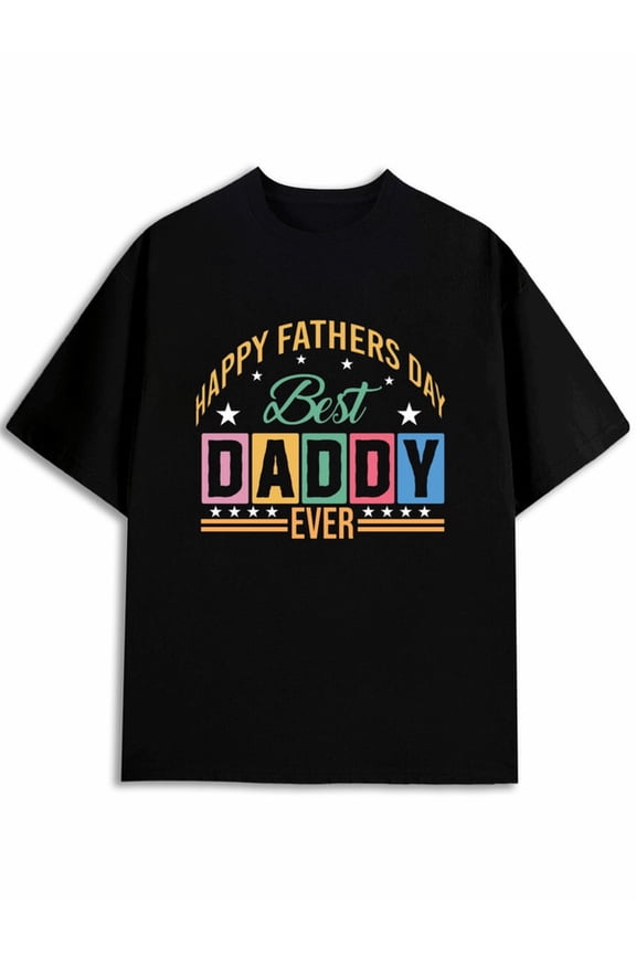 Happy Father's Day Daddy T-Shirt mens round neck T-shirt black elegant top printed T-shirts, Streetwear style clothing Funny Unisex Shirt Cotton tshirts