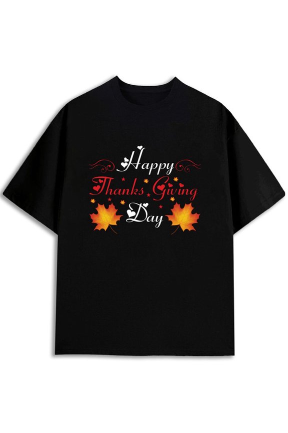 Happy Thanksgiving Day T-Shirt men's t-shirt black elegant elegantly Unique designs, summer prints Fashion Unisex Shirt Graphic Tee tshirts