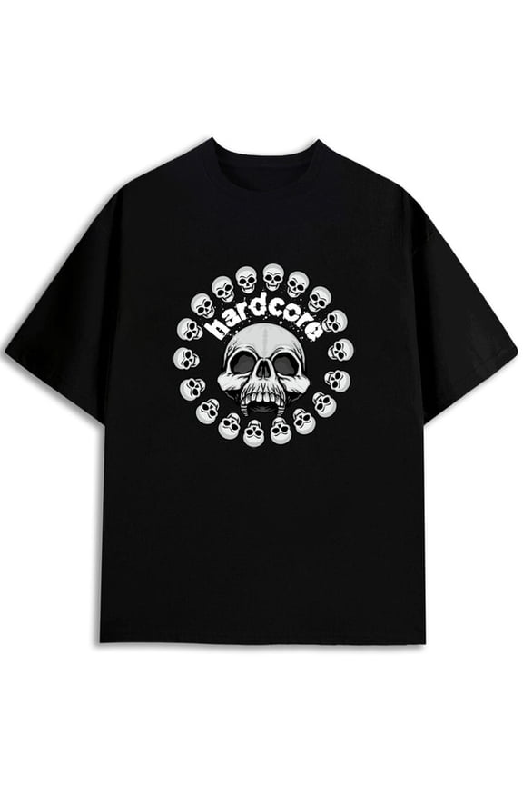 Hardcore Skulls T-Shirt men's Crew neck T-shirts black limited edition elegantly Perfect for exercise Fashion Unisex Shirt Crewneck tshirts