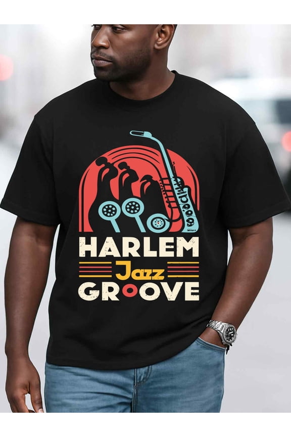 Harlem Jazz Groove T-Shirt Mens t-shirt black elegant gifts fun and playful, cool T-shirt, funny T-shirt Basic Unisex Shirt Short Sleeve tshirts