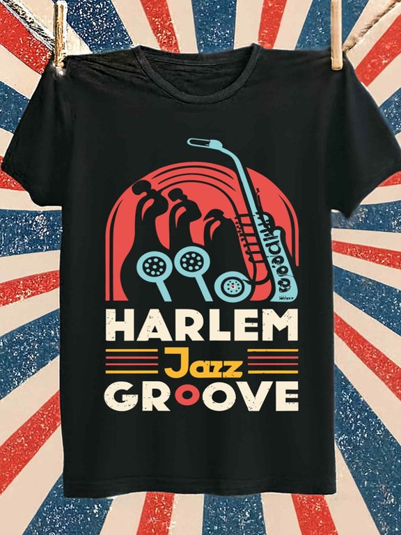 Harlem Jazz Groove T-Shirt men t-shirts black 2026 limited edition Stylish summer outerwear Trendy Unisex Shirt Short Sleeve tshirts