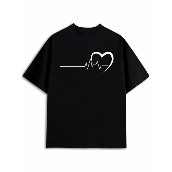 Greenink Heartbeat Love Graphic Tee Mens Crew neck T-shirts black limited edition 2026 Casual sportswear Classic Unisex Shirt Printed tshirts