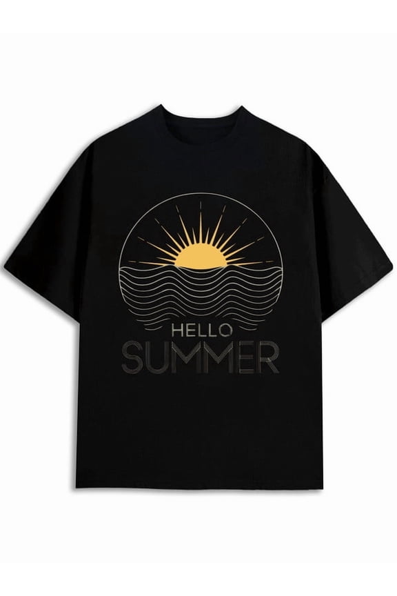 Hello Summer Sun Waves Tee men's graphic t-shirt black graphic tees elegant Daily and weekend wear Funny Unisex Shirt Graphic Tee tshirts