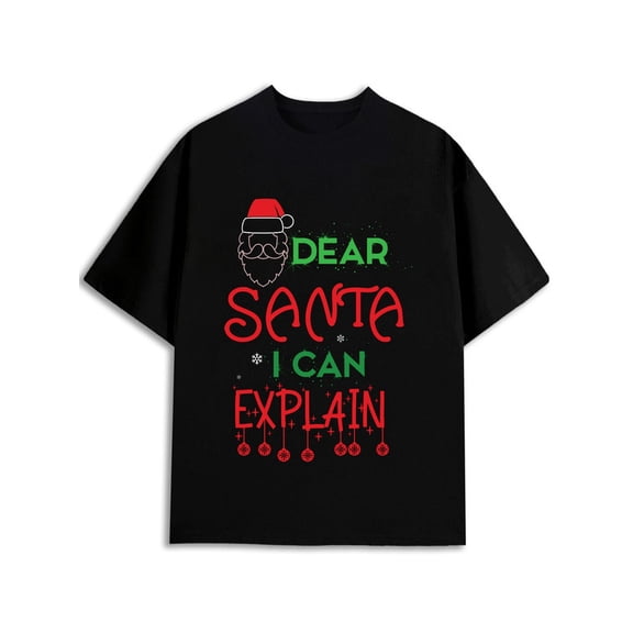 Greenink Santa Explanations T-Shirt Mens t-shirt black short elegant Hip-hop streetwear summer and spring season Vintage Unisex Shirt Printed tshirts