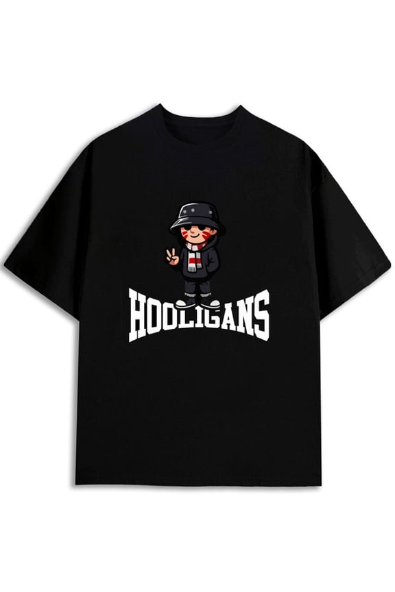 Hooligans Tee Men's Football Soccer black Breathable fabric, crew neck, short sleeves Football fan gift Vintage Unisex Shirt Short Sleeve tshirts