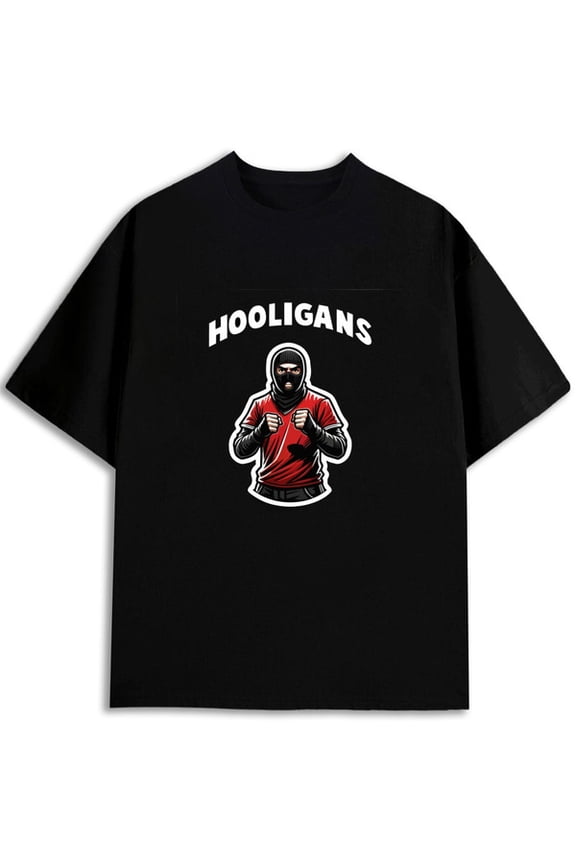 Hooligans Tee mens Football Soccer black Hip-hop street style Daily and weekend wear Football fan gift Fashion Unisex Shirt Short Sleeve tshirts
