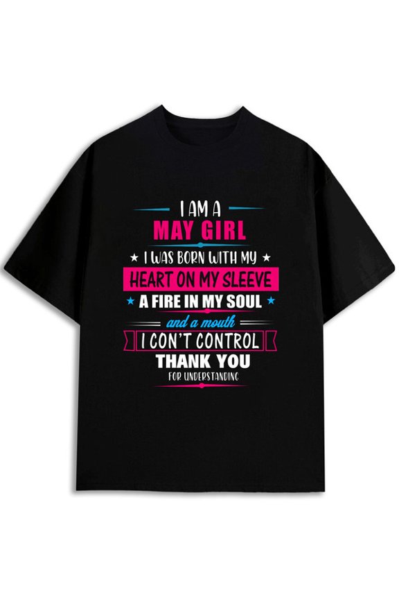 May Girl Pride T-Shirt mens graphic t shirts black graphic gifts Comfortable loose T-shirt Weekend casual wear Retro Unisex Shirt Short Sleeve tshirts