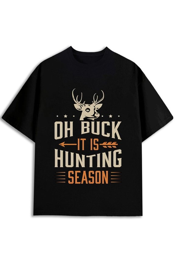 Hunting Season Buck Tee for men t-shirts black top graphic tees Breathable fabric, crew neck, short sleeves Retro Unisex Shirt Graphic Tee tshirts