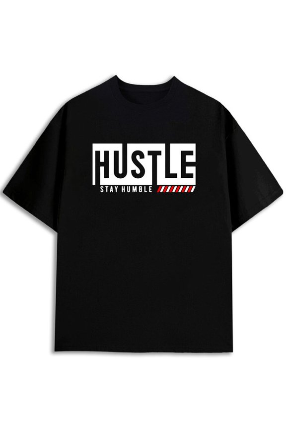 Hustle Stay Humble T-Shirt men's round neck T-shirt black elegant elegantly Perfect for exercise Unique Design Unisex Shirt Printed tshirts