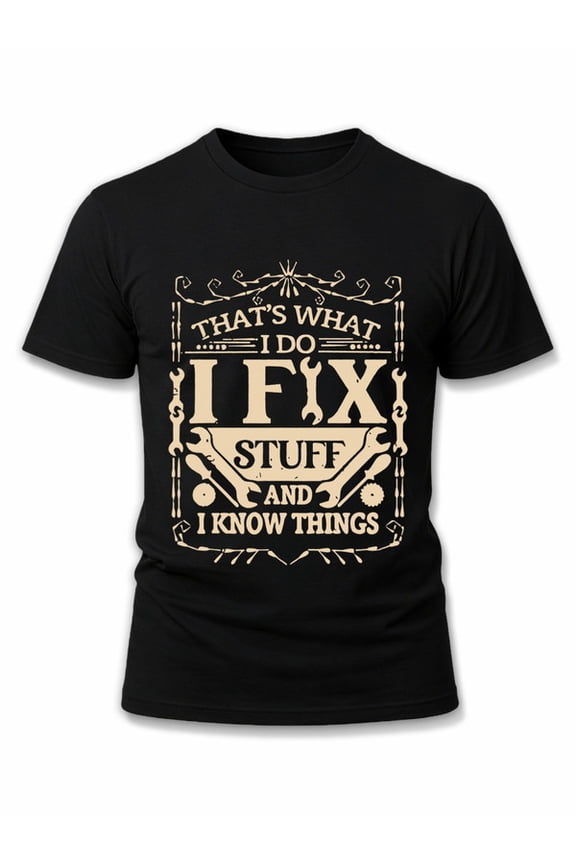 I Fix Stuff & Know Things men funny t shirts black elegantly gifts Everyday and weekend wear Trendy Unisex Shirt Short Sleeve tshirts