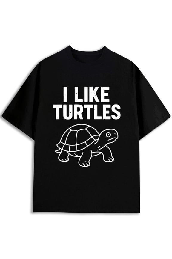 "I Love Turtles" Tee Men Crew neck T-shirts black casual short Comfortable activewear, perfect for gifts Trendy Unisex Shirt Graphic tshirts