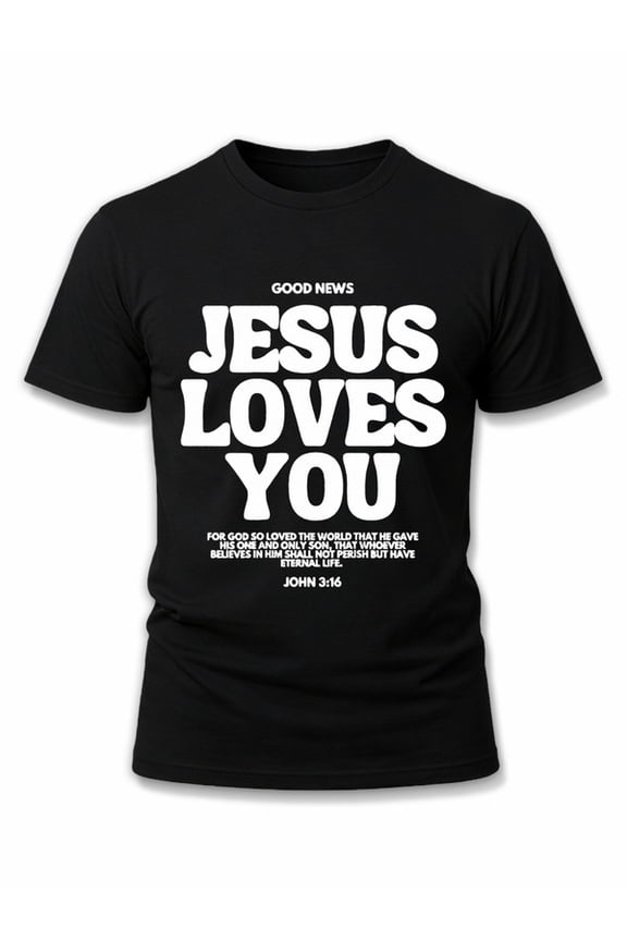 Jesus Loves You T-Shirt men t shirt black summer graphic Fashionable summer T-shirt, machine washable Funny Unisex Shirt Short Sleeve tshirts