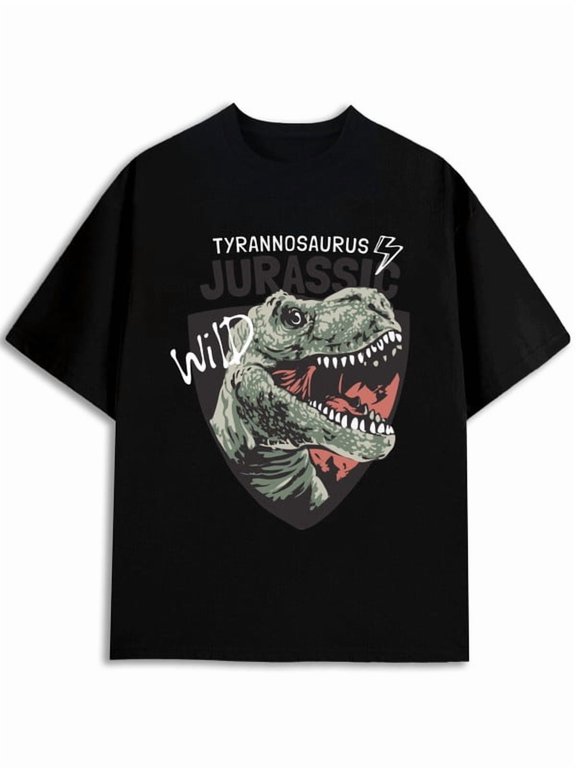 Jurassic Wild T-Rex T-Shirt Mens Crew neck T-shirts black graphic funny Stylish summer outerwear Hip-hop streetwear Basic Unisex Shirt Printed tshirts