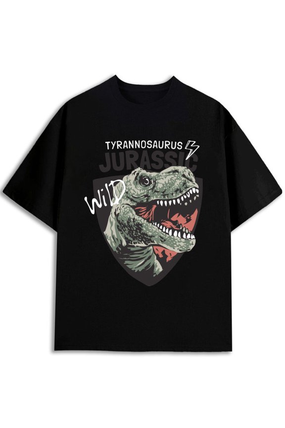 Jurassic Wild T-Rex T-Shirt Mens Crew neck T-shirts black graphic funny Stylish summer outerwear Hip-hop streetwear Basic Unisex Shirt Printed tshirts