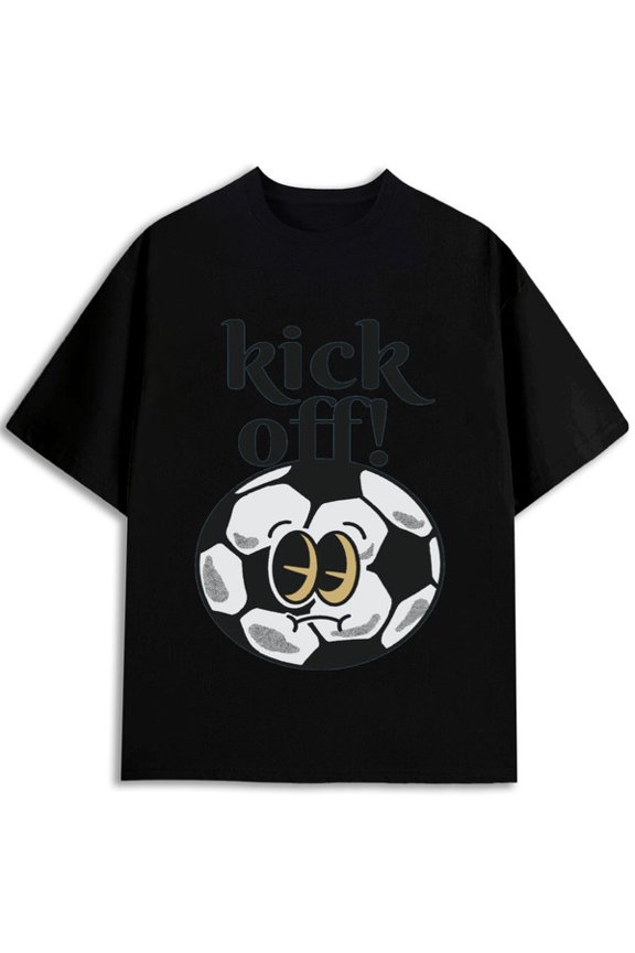 Kick Off Soccer Tee Mens Soccer Fan black Unique designs, summer prints Soft and comfortable World Cup gift Trendy Unisex Shirt Printed tshirts