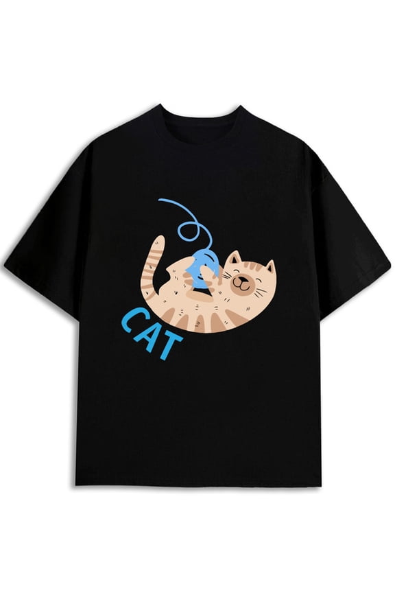 Kitty Cat Fun T-Shirt Mens t shirt black funny top Perfect for exercise Hip-hop street style Casual sportswear Basic Unisex Shirt Cotton tshirts