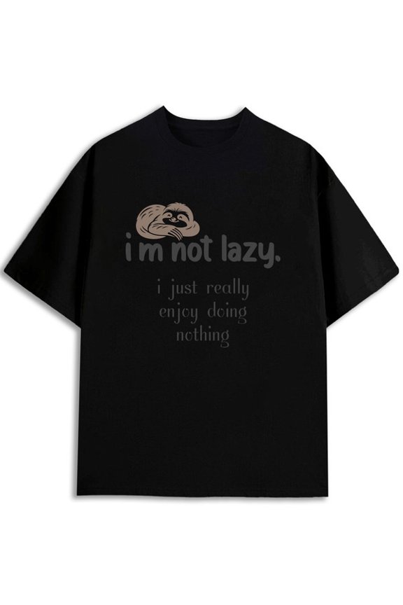 Lazy Sloth Relax T-Shirt Men's round neck T-shirt black short summer Unique designs, summer prints Basic Unisex Shirt Graphic Tee tshirts