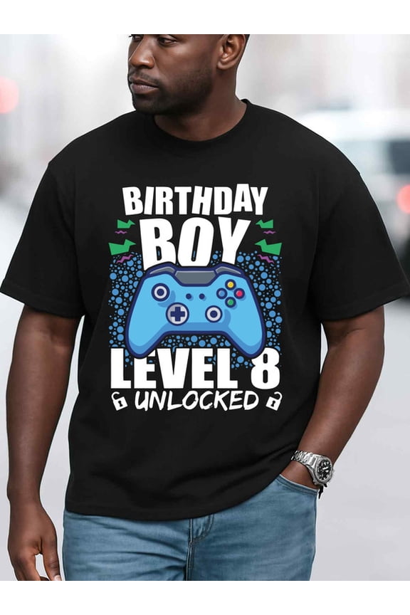 Level 8 Birthday Boy Shirt men's funny t shirts black graphic summer Perfect for exercise Unique Design Unisex Shirt Graphic tshirts